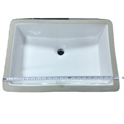 China Modern Undermount White Rectangular Countertop Porcelain Sink Modern Ceramic Bathroom Basin for sale