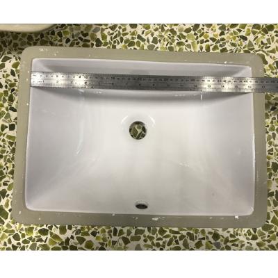 China Modern Commercial Supply White Ceramic Wash Bowl Undermount Bathroom Vanity Rectangular Basin for sale