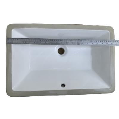 China Modern Countertop Porcelain Undermount Bathroom Sink With Rectangular Ceramic Drainer Bowl For HC Unit for sale