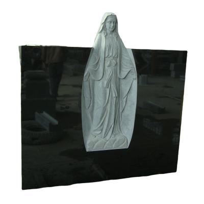 China Modern Absolute Black Customized Monuments With Corner Headstones European Granite Headstone for sale