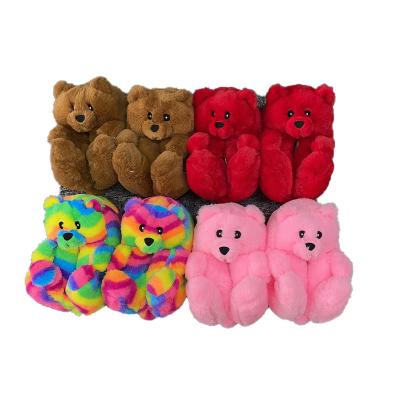 China Fashion Trend Kids Teddy Bear Slippers One Size Fits All 2021 New Arrivals Wholesale Plush Kids Toddler Teddy Bear Fuzzy Slippers for sale