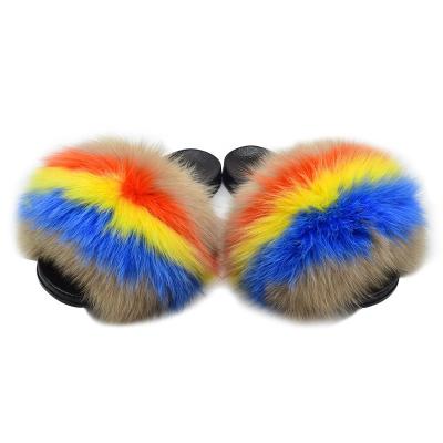 China Fashion trend popular kids regular fluffy fox fur slippers with good quality for sale