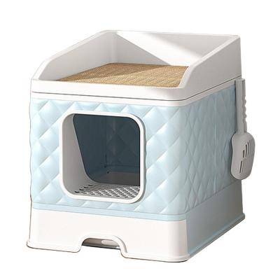 China 2021 Viable Intelligent Collapsible Automatic Cat Litter Box Bin Cat Litter Box Closed for sale