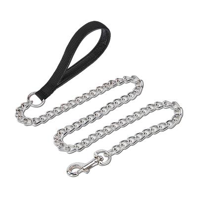 China Durable Chain Chrome Plated Metal Dog Leash Dog Chain With Padded Handle Chew Proof Heavy Duty Pet Leash for sale