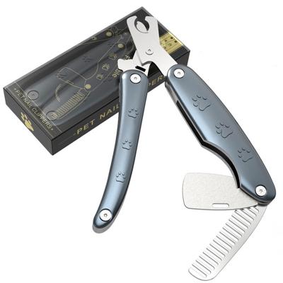 China Viable Multifunctional Folding Scissors Stainless Steel Pet Nail Clippers for sale