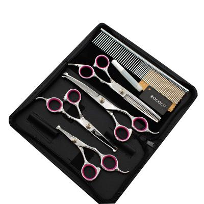 China Viable Professional Grooming Shears For Dogs Pet Hair Grooming Scissors Kit With Safety Round Tip for sale