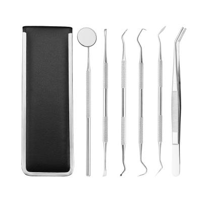 China Dental Hygiene Kit Tooth Cleaning Calculus Stainless Steel Plate Remove Set with Explorer Fold Mirror Premium Grade for sale