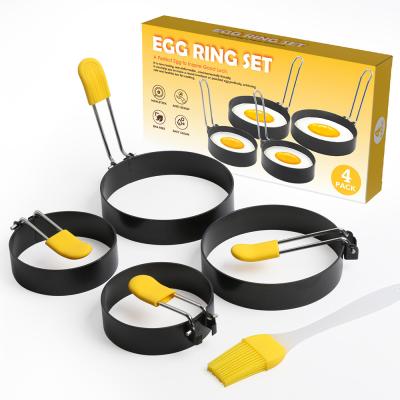 China Stainless Steel Viable Egg Ring Pancake Maker With Professional Handle Stick Egg Rings Non Mold Combo Set for sale