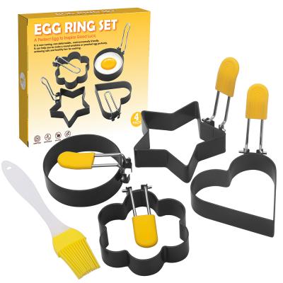 China Viable Stainless Steel Egg Shape Pancake Maker With Professional Handle Stick Egg Rings Non Mold Combo Set for sale