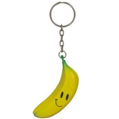 China Custom Banana Shape Logo Eco-friendly PU Foam Reliever Release Stress Ball Key Chain Wholesale for sale