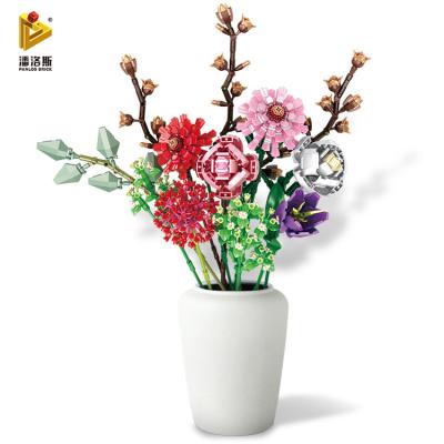 China Building Block 1237PCS Immortal Immortal Flower DIY Brick Panlos 655002 Flower Building Block for sale