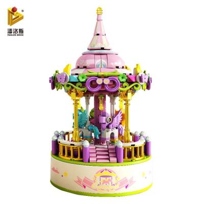 China 488pcs Music Box Building Carousel DIY Brick PANLOS 656009 Girls Toys Creative Girls Building Block Sets for sale