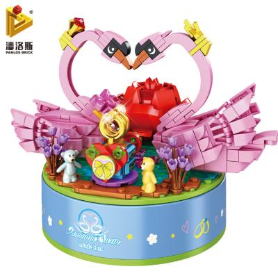 China 537pcs DIY PANLOS 656013 Brick Building Music Box Building Block Plastic Swan Music Box Girls Gift Diy Sets for sale