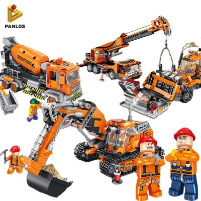 China Panlos Eco-friendly Material 640003 A-D City Construction Engineering Team Toys for kids legoinghy DIY construction intelligence building block toys for sale