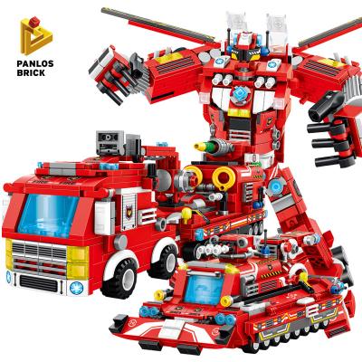 China Construction Toy Panlos PULL BACK Transformation Firefighting Brick Educational Toy Building Blocks DIY Small Contract Legoing Toy Kids Gift for sale