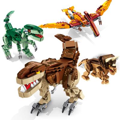 China Panlos Hot Sale 612001 Eco-friendly Material Model 3 In 1 Dinosaur Block Assemble Educational DIY TOYS Dinosaur Block Toys Set for sale