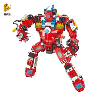 China Material PANLOS 638003A-H 8in1Fire Robot 752pcs Eco-friendly Deformation Toy Set Building Block Hot Selling Products for sale