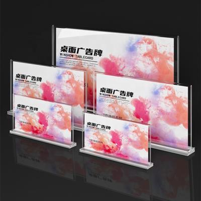 China Supermarket Wholesale A5 Menu Holder T Shape Clear Plastic Acrylic Sign Holder for sale