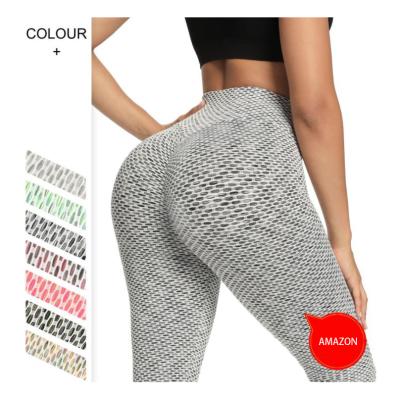 China Antibacterial Border High Stretch Hip Peach Amazon Pants Honeycomb Jacquard Jacquard Slim Yoga Pants for sale