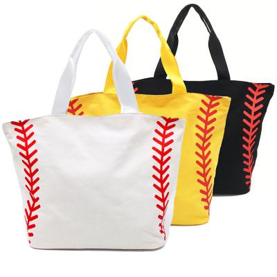 China High Quality Multi Color Magnet Closure Sports Handbags Girls Tote Bags Large Capacity Sport Canvas Bag Baseball Handbag for sale