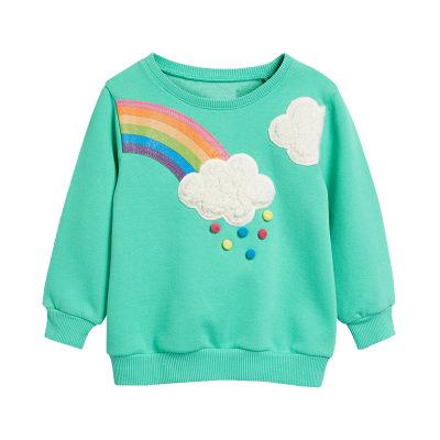 China Anti-wrinkle Autumn Children's Girl's Rainbow Long Sleeve O-neck Pullover Top Hoodies for sale