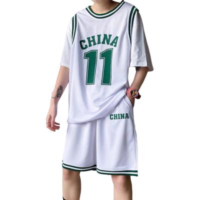 China Antibacterial Basketball Uniform Wholesale Kids Summer Casual Short Sleeve Basketball Tank Top Short Set for sale