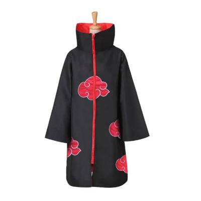 China The New Polyester Akatsuki Coat Cosplay Costume Anime Cloak Coat Deidara Cloud Red Long Dress for sale