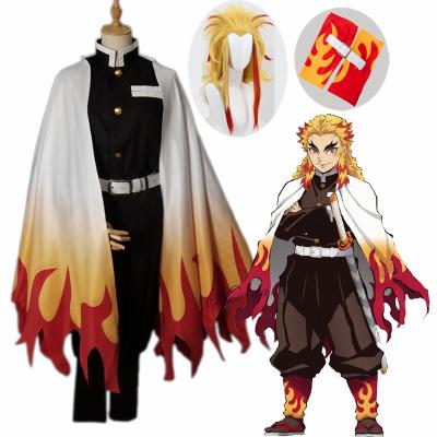 China Rengoku Kyoujurou Anime Demon Slayer Cosplay Costume Kimono Kimetsu Cosplay Halloween Costume Wig Men Women Rengoku Kyoujurou Cosplay No Yaiba Cosplay Uniforms Wig for sale