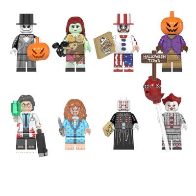 China Electronic Toy 4.5cm Horror Movie Halloween Figure Pumpkin King Sally The Exorcist Hellraiser Building Blocks Figures Brick Toys for sale