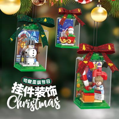 China Santa Claus Gingerbread Man Building Block Toy Merry New Year Christmas Ornaments Electronic Creative Christmas Party Girl Gifts for sale