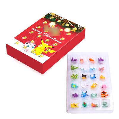 China 24 PCS PVC Animal Elves Charmander Eevee Christmas Advent Calendar Box Action Figure Toys Cartoon Anime Figure Kids Gifts Box for sale