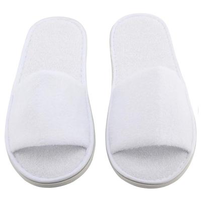 China Cheap Disposable Slippers Hotel Women Men White Coral Fleece Open Toe Home Slippers Cotton Slips Travel SPA Guest Open Toe Slipper for sale