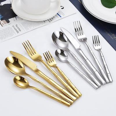 China Sustainable Kitchen Metal Black Silver 304 Rose Gold Dinner Knife Matte Spoons And Fork Cutlery Set Stainless Steel Flatware Set for sale