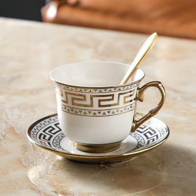 China Viable Luxury Royal Tea Cup and Saucer Wholesale Custom Design Gold Rim Ceramic Afternoon Coffee Cups and Saucers Set for sale