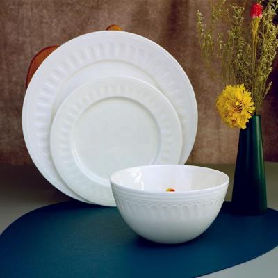 China Viable Wholesale Cheap Ceramic Bone China Fine Ceramic Breakfast Restaurant Dinner Dish Set for sale