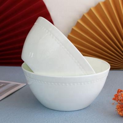 China Plain Cheap Disposable Bone China Bowls Pure White Bone China Dinnerware Embosseing Soup Bowl for sale