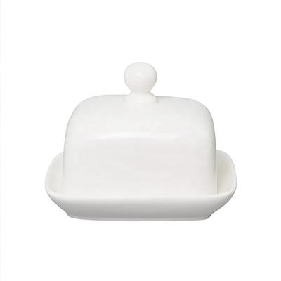 China Sustainable Restaurant Dinnerware Dishes Amazon Ceramic Butter Dish Round Square Bone China Cow Butter Dishes With Lid for sale