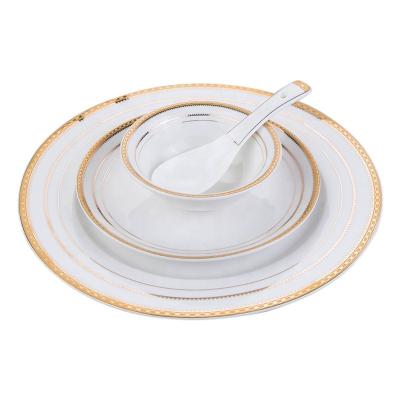 China Wholesale Viable Luxury Bone China Restaurant Dinner Set Bone China Gold Rim Dinnerware Sets for sale