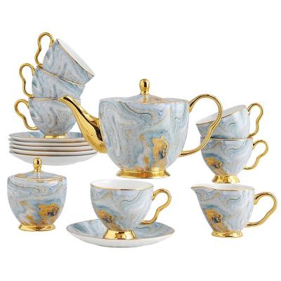 China Royal Viable Luxury Custom Colored Decal Bone China Vintage Afternoon Tea Set Coffee Cuo And Saucer Set With Gold Rim for sale