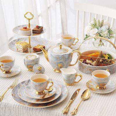 China English Teapot Cup Tray Teacup Bone Bone China Style Teapot Viable Nordic Light Luxury Small Tea Set Teapot Set With Gold for sale