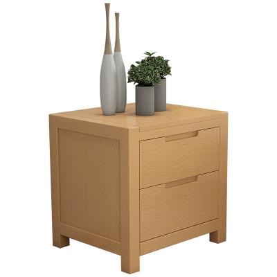 China Cut Out Handles Open Soft And Warm Two Drawer Wholesale Natural Wood Square Have Two Drawer Bedside Table for sale