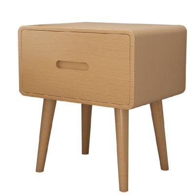 China Curved Edges Factory Outlet Wooden Splayed Legs Adjust Simplicity Nightstand Natural Wood Bedside Table For Living Room for sale