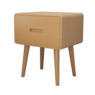 China Curved Edges Factory Outlet Wooden Splayed Legs Adjust Simplicity Nightstand Natural Wood Bedside Table For Living Room for sale