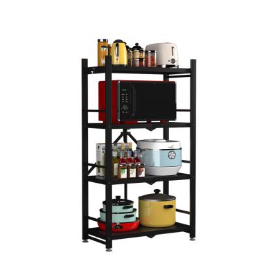 China Sturdy Foldable Foldable Stainless Steel List 4 Tire New Stainless Steel Storage Rack Shelf For Apartment for sale