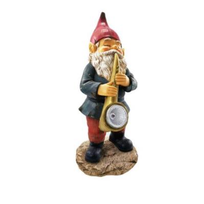 China China New Arrival Garden Gnomes Suona Solar Power Resin Blowing Solar Light Outdoor Statue for sale