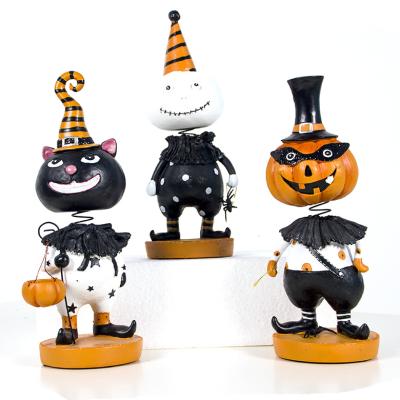 China America Halloween Pumpkin Dancing Dolls, Shaking Head Swinging Animated Dancer, Spring Head Shaking Action Figure Toy Halloween Ornaments for sale