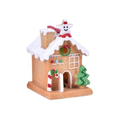 China New Arrival Fashionable Mini Resin Christmas House Village with LED Lights Christmas House for sale