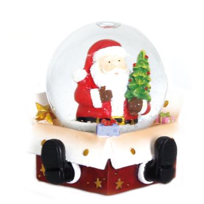 China Custom World Santa Claus Cartoon Water Ball Christmas Ornament Music Snow Globe Gifts Resin Crafts Creative Christmas Snow Globe for sale