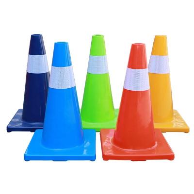 China Durable 450MM Size High Quality Soft Flexible PVC Road Safety Traffic Warning Red Reflective Cone For Sale for sale