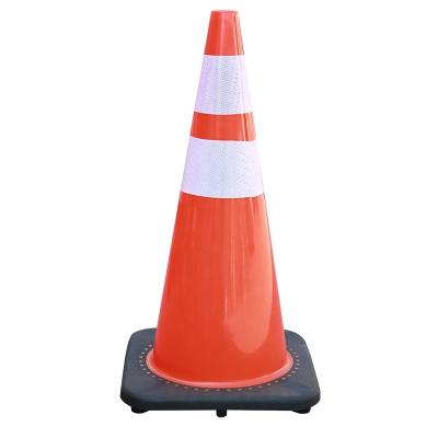 China Durable 700MM Height Flexible Soft PVC Road Safety Warning Red Reflective Traffic Cone For Sale for sale